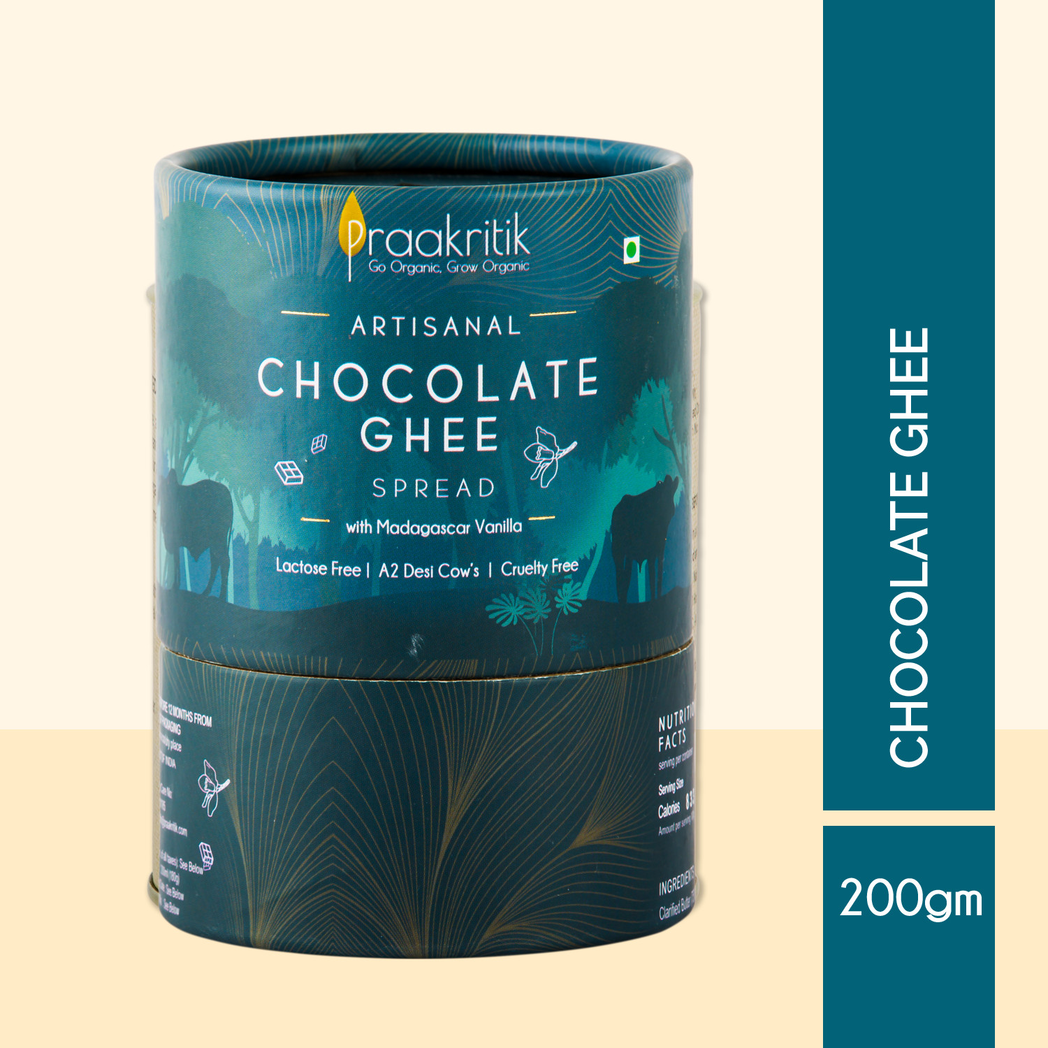 Artisanal Chocolate Ghee Spread With Madagascar Vanilla | 200 g | Praakritik